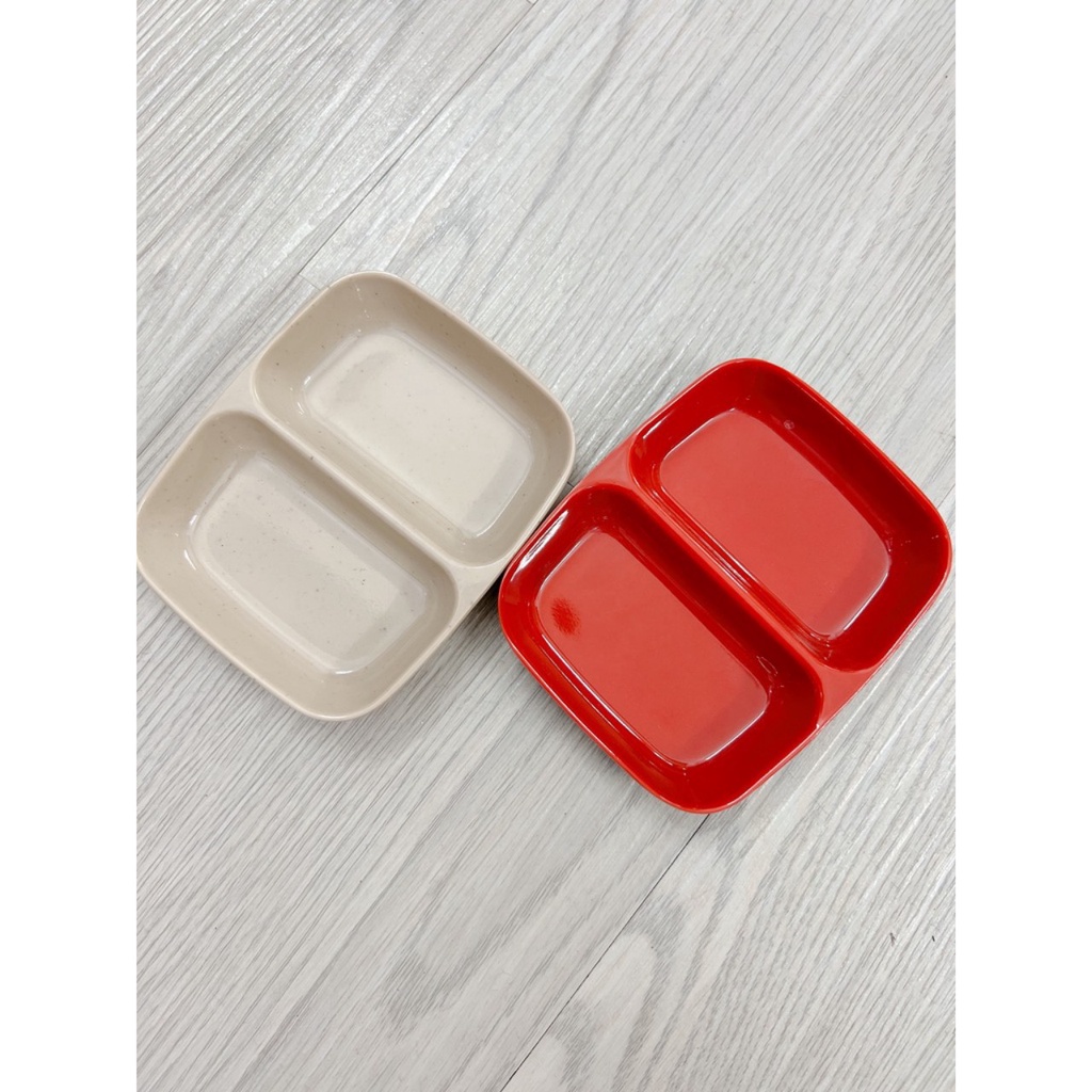 combo10 Chén Đựng Nước Chấm 2 Ngăn Nhựa Melamine FATACO Cao Cấp 2 Màu