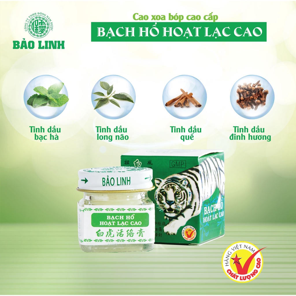Cao Xoa Bóp Bạch Hổ Hoạt Lạc Cao BẢO LINH 20gram Xop Bóp Đau lưng, Đau Thần Kinh Toạ, Khớp Chân Tay, Nhức Mỏi Cổ Vai G