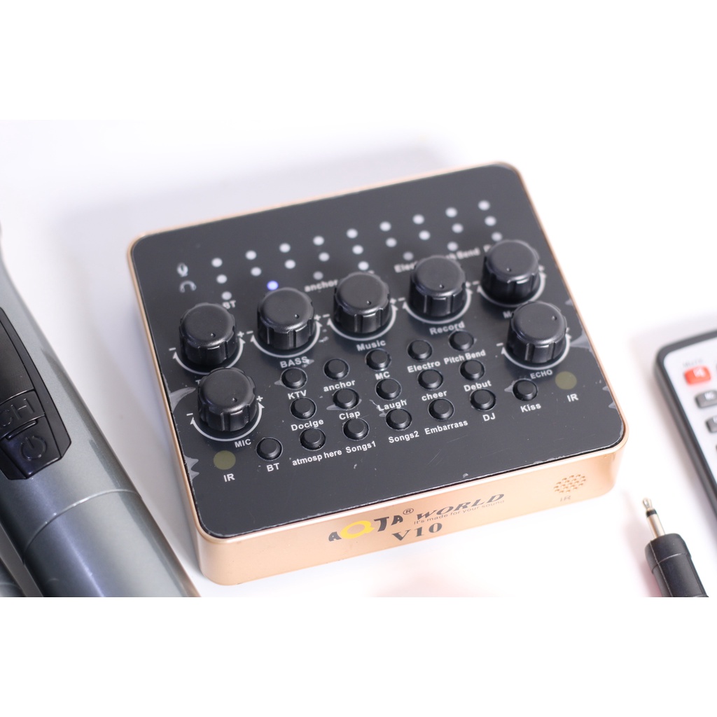 Sound Card V10 Sound Card Thu Âm, Live Stream, Karaoke, Có Bluetooth