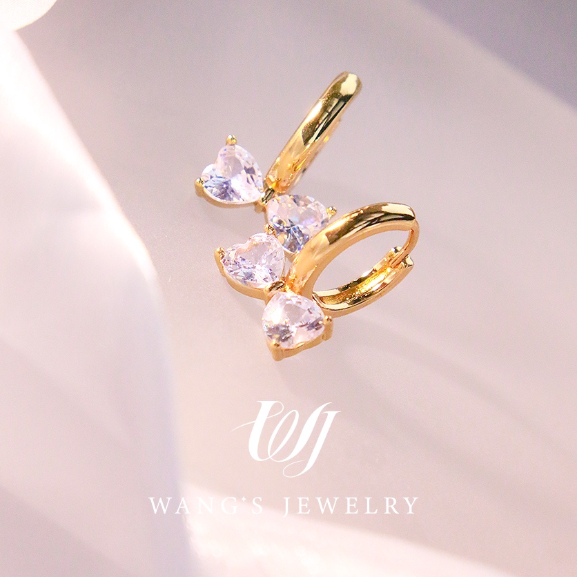 Bông Tai Mạ Vàng 18k Đính Đá Zircon Hình Nơ Sang Trọng Thời Trang Cho Nữ