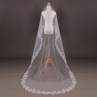 Fine 150cm Nữ Cô Dâu Ngắn Đám Cưới Veil Trắng Một Lớp Ren Cạnh Hoa Táo