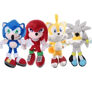Phim hoạt hình mới Sonic Silver Toy Hedgehog Hình với Búp bê mềm sang trọng 23cm 9