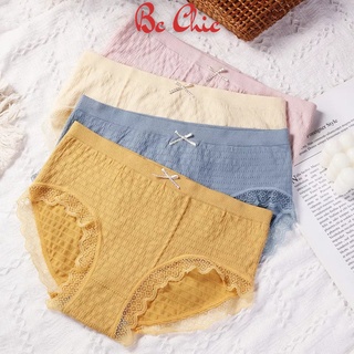 Quần lót nhăn Q 102 viền ren đính nơ thông hơi co giãn kháng khuẩn BC_CHIC LINGERIE