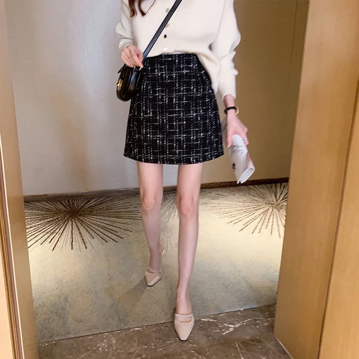 La Carosa Black Beige Skirt Tweed – 5