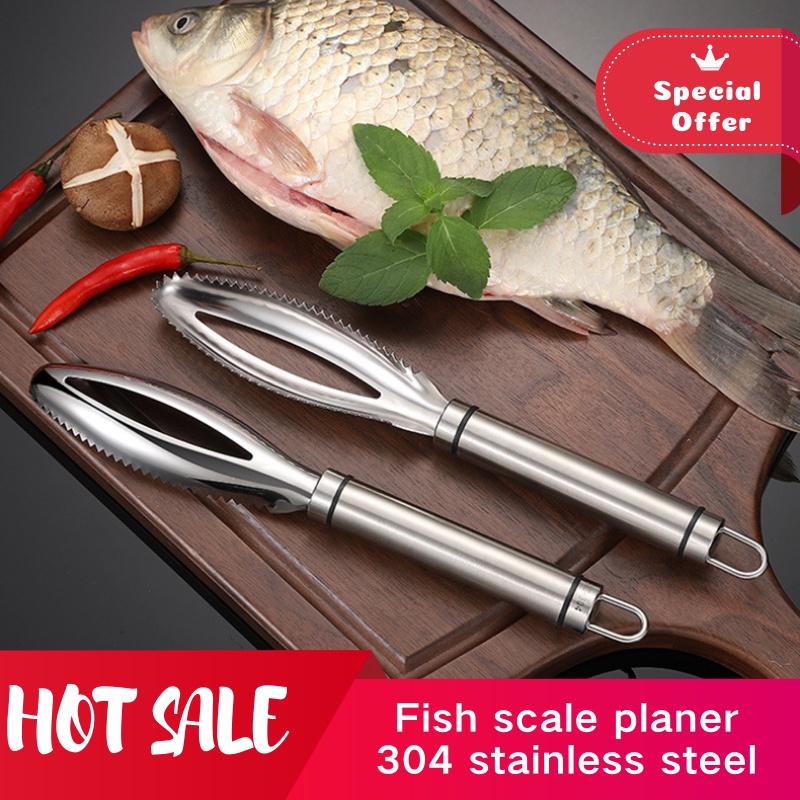 Công cụ khử vảy cá chuyên nghiệp bằng thép không gỉ 304 - Professional 304 Stainless Steel Fish Scaler Tool (Durable & Safe Design, Easy Clean Fish Skin Remover)