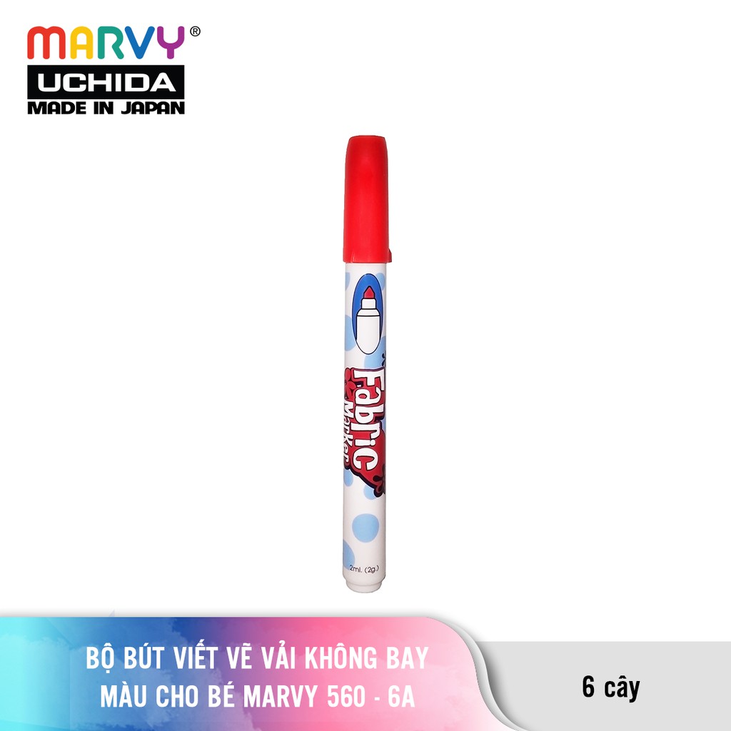 Ảnh Bộ 6 cây Bút Vẽ Vải Không Bay Màu Cho Bé Marvy Uchida 560 - 6A ( màu cơ bản) 2