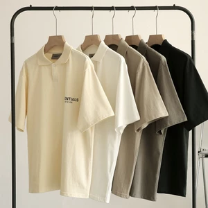 Áo thun nữ HappyFamily - Mẫu Polo Essentials chất nỉ da cá 100 cotton 4 Màu Trắng Đen Xám Vàng Be