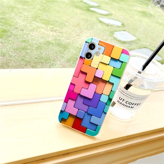 Ốp lưng iphone cạnh vuông Lego sắc màu dành cho iphone 6 đến 16promax - E101
