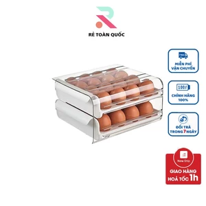 Khay nhựa bảo quản trứng 2 tầng để tủ lạnh thiết kế 32 ô chắc chắn màu ngẫu nhiên