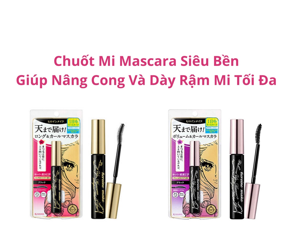 Mô tả Chuốt Mi Mascara Kissme Siêu Bền Giúp Nâng Cong Và Dày Rậm Mi Tối Đa Kissme Heroine Mascara WP 6G Mi dài hơn 5mm - 1