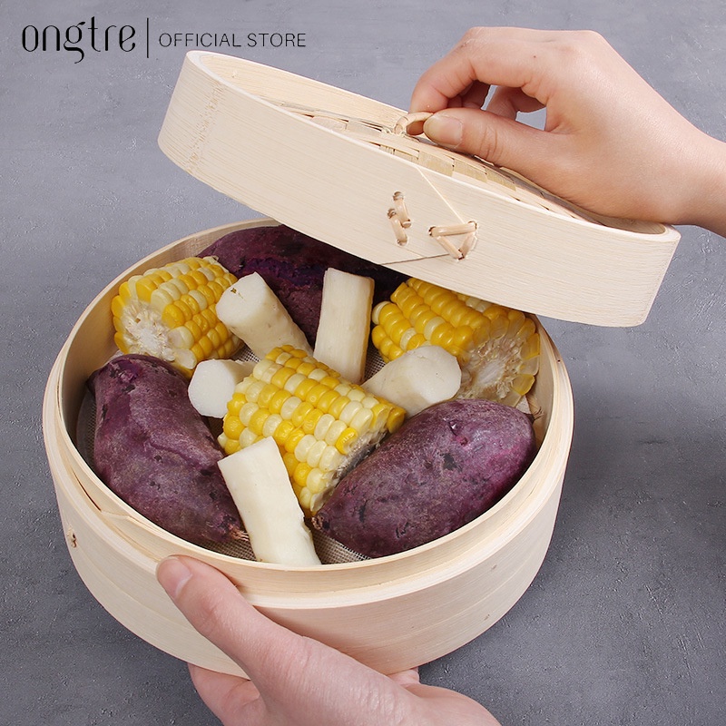 Xửng Hấp Bánh Bao ONGTRE Khung Gỗ, Lồng Hấp Dimsum, Há Cảo Bằng Tre, Dùng Cho Nhà Hàng, Gia Đình