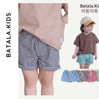 Quần đùi cho bé Batala Kids hoạ tiết kẻ caro chất thô mềm mát nhiều màu