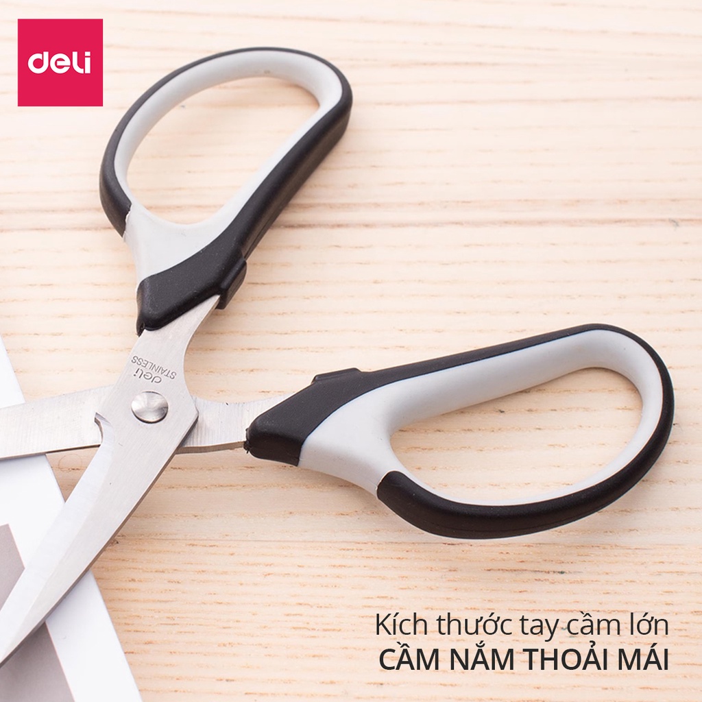 Kéo cắt đa năng Deli - Lưỡi thép không gỉ dùng cắt vải, giấy, đồ văn phòng thủ công, nhà bếp sắc bén siêu bền - E6001
