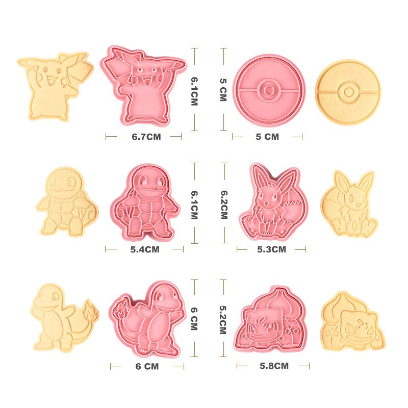 Set 6 Khuôn Cắt Bánh Quy Tạo Hình Nhân Vật Hoạt Hình Pokemon Đáng Yêu