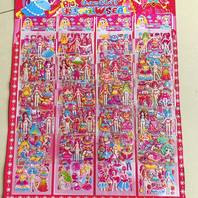 vỉ 20 tờ dán sticker thay trang phục quần áo siêu đẹp cho công chúa ...