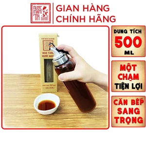01 Bình rót một chạm One Touch Open Làng chài xưa chai thuỷ tinh 500ml đựng nước mắm, nước tương