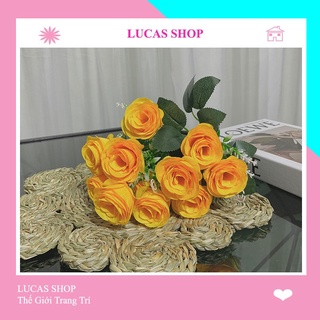 Hoa Giả- Cụm Hoa Hồng Tuyết 12 Nhánh Decor Nhà Cửa, văn Phòng Siêu Xinh