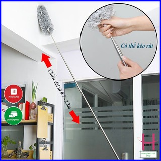 Chổi Quét Trần Bằng Sợi Vải Siêu Nhỏ Inox Cán Dài Cao Cấp Đầu Chổi Linh Hoạt { H }