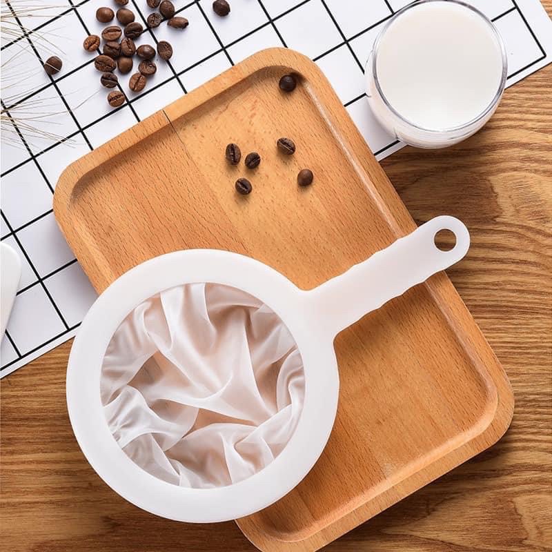 Vợt lưới lọc rây sữa thực phẩm siêu mịn cán nhựa tiện dụng