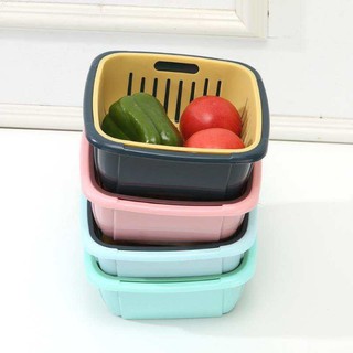 SET rổ và khay kèm nắp nhựa bảo quản đồ thông minh (màu ngẫu nhiên)
