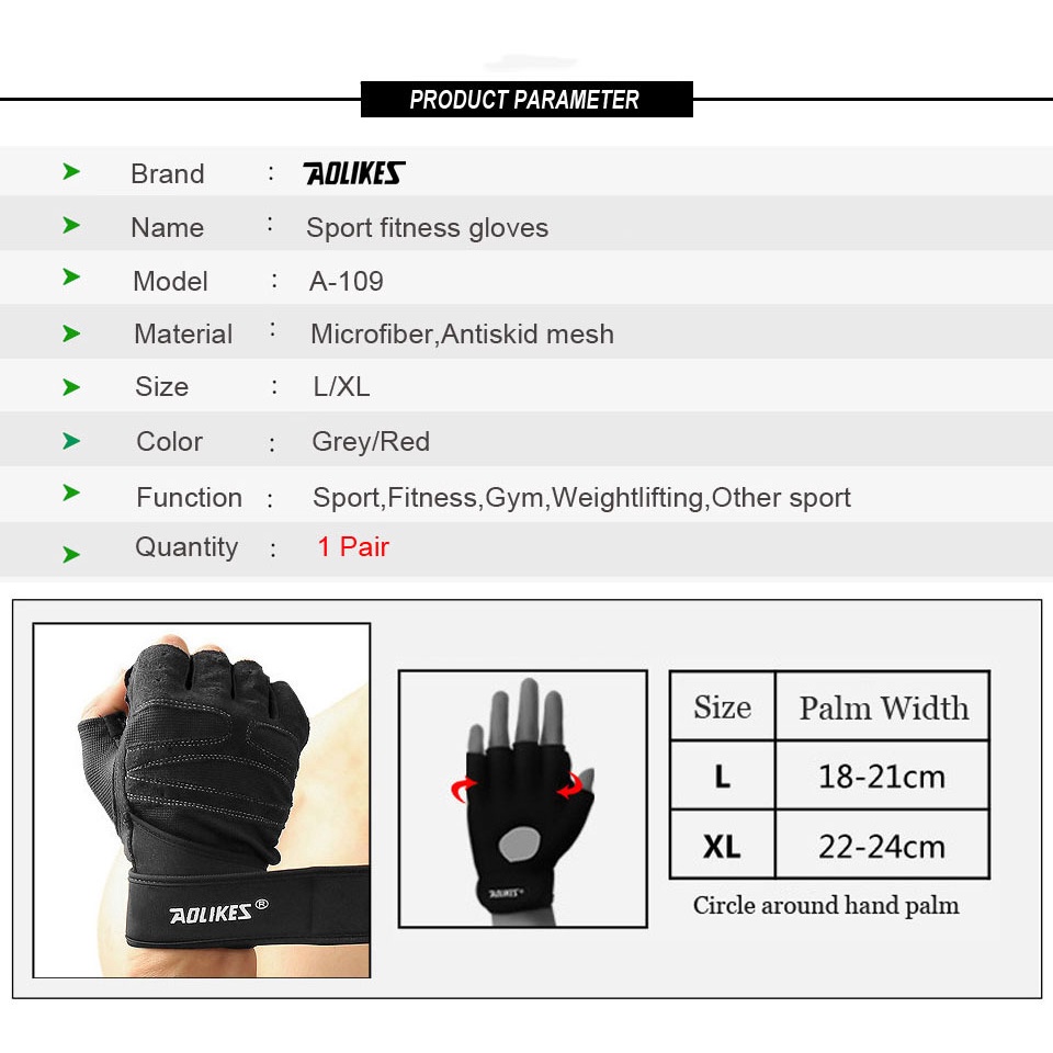 Ảnh Găng Tay Tập Gym AL109 A109 Tập Thể Hình Tập Thể Thao Tập Yoga Cao Cấp - Chính Hãng Aolikes 3