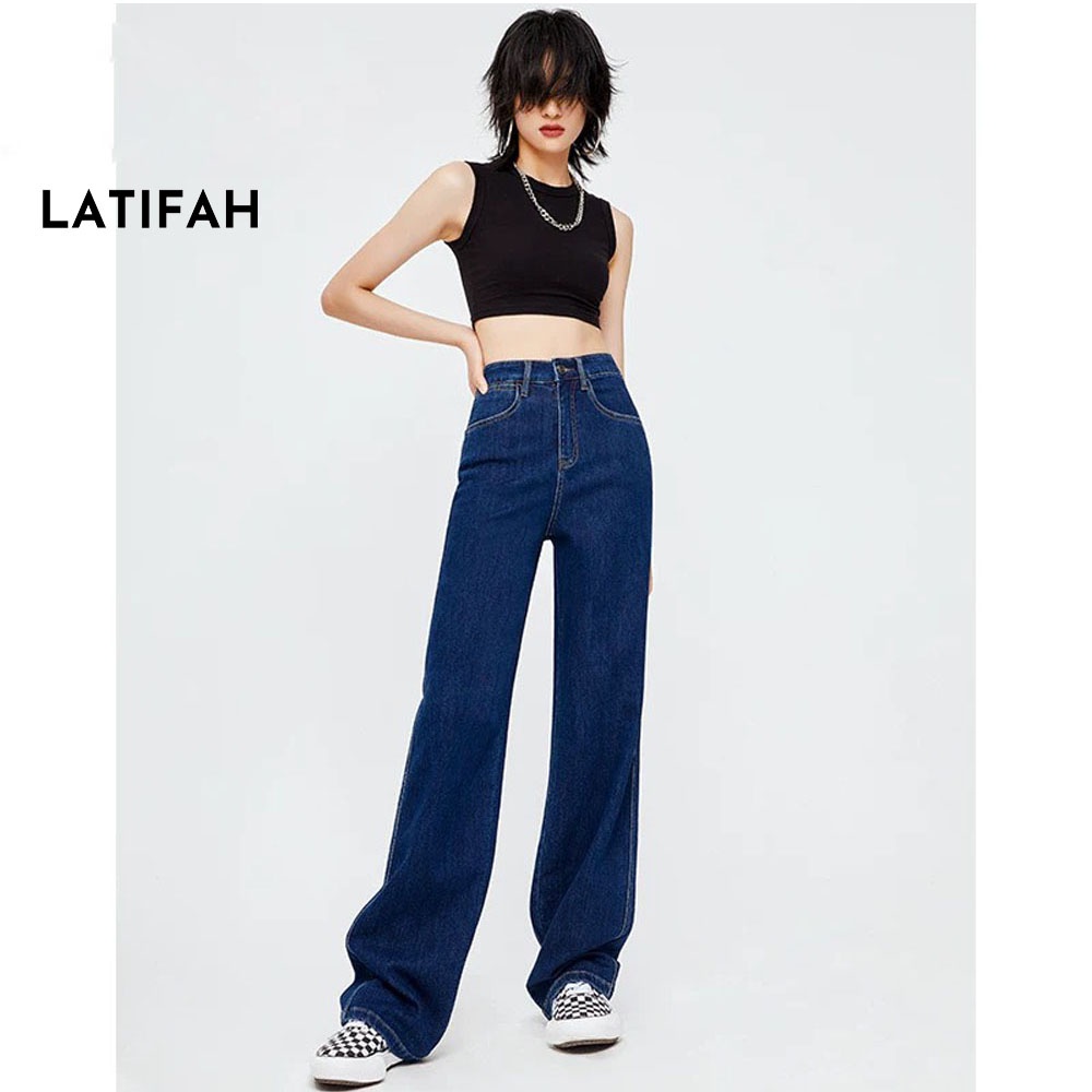 Quần baggy jeans nữ LATIFAH ống rộng đơn giản dài 98cm phong cách năng động trẻ trung QD049 spe