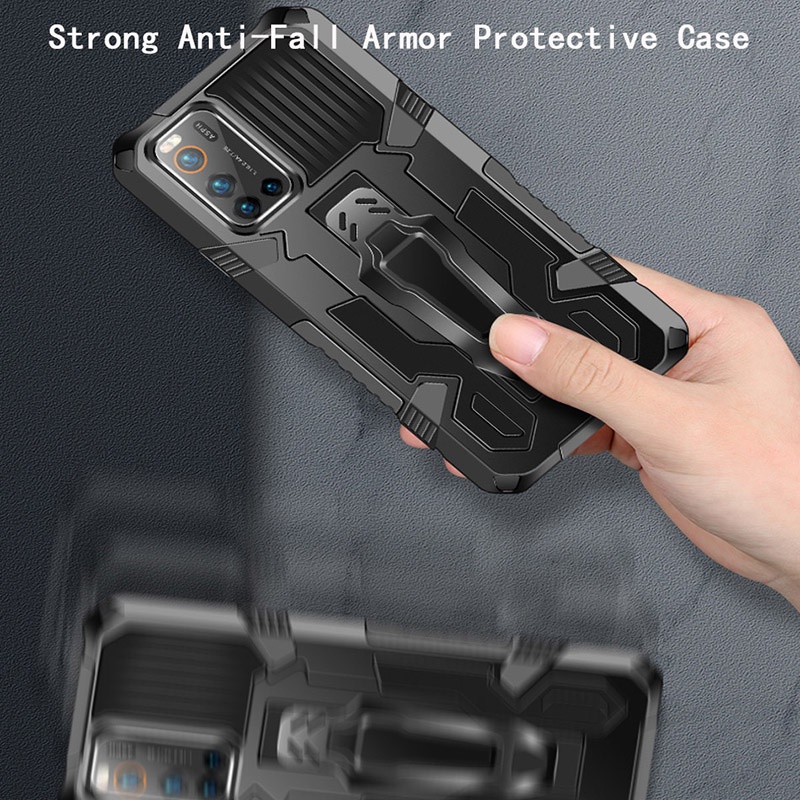 Dành Cho Vivo Y17 Y15 Y12 Y11 Y12i Y19 S1 V21 V20 SE Y91C Y1s Ốp Lưng Hybrid Armor Chống Sốc Đứng Có Kẹp Thắt Lưng