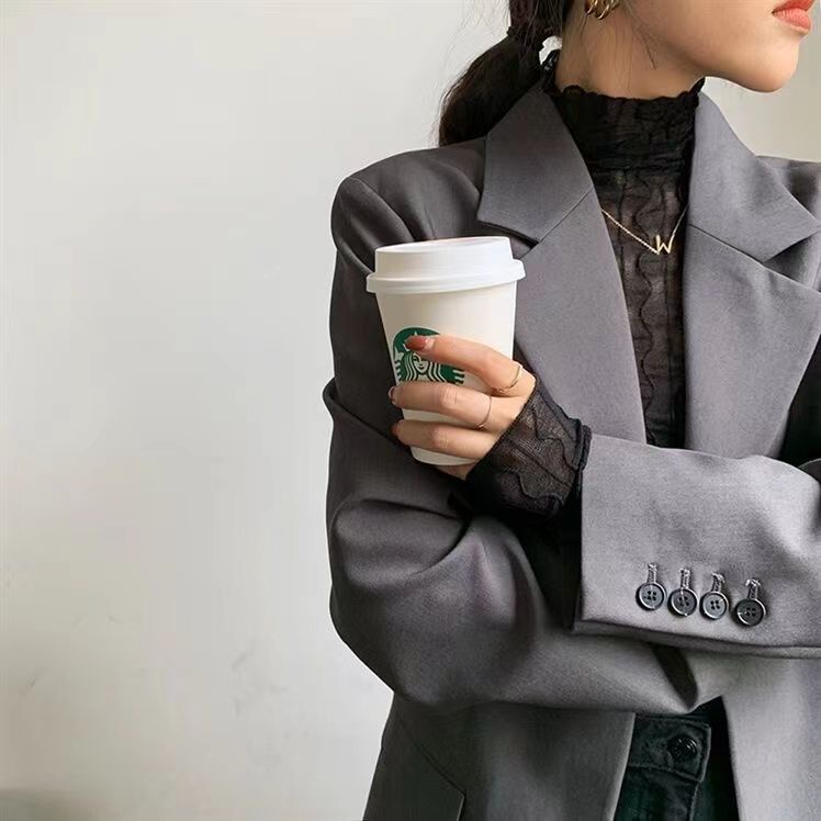 Milyfashion Cổ Cao Lưới Đế Mùa Thu Bên Trong Trận Đấu Phong Cách Mới Trong Suốt Ren Dài Tay T Họa Tiết Vải