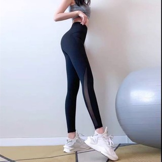 Quần dài QT05 phối lưới màu đen chất thun lạnh tập yoga,gym,erubic, chạy bộ hàng VNXK