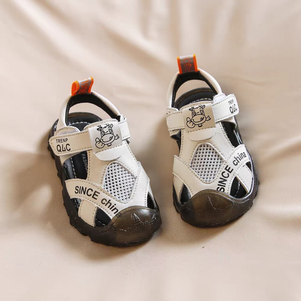 sandal bé trai - dép rọ tập đi cho bé chống vấp bảo vệ chân da mềm 6m đến 5 tuổi có quai dán 303 ( ảnh thật )