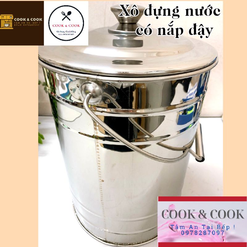 [Chính Hãng] Xô inox đựng nước 10, 15, 20 lít VIETCOOK có nắp đậy inox ...