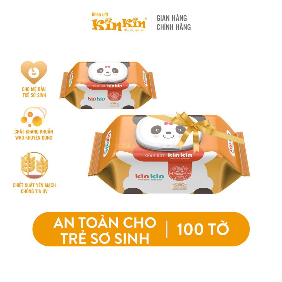 COMBO 5 GÓI KHĂN ƯỚT KIN KIN 100 TỜ/80 TỜ TINH CHẤT YẾN MẠCH KHÔNG MÙI ...