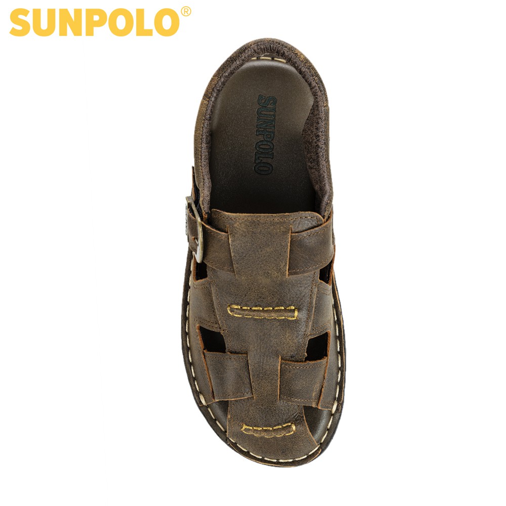 Ảnh Sandals Nam Da Bò Cao Cấp SUNPOLO SDA019 Có Big size 44 45 2