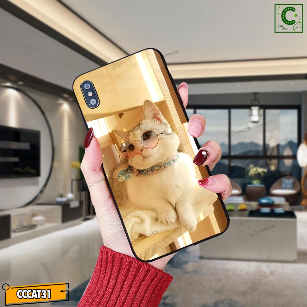 Ốp Lưng iPhone Mèo Dễ Thương Xinh Xắn Mặt Kính Nano Dẻo