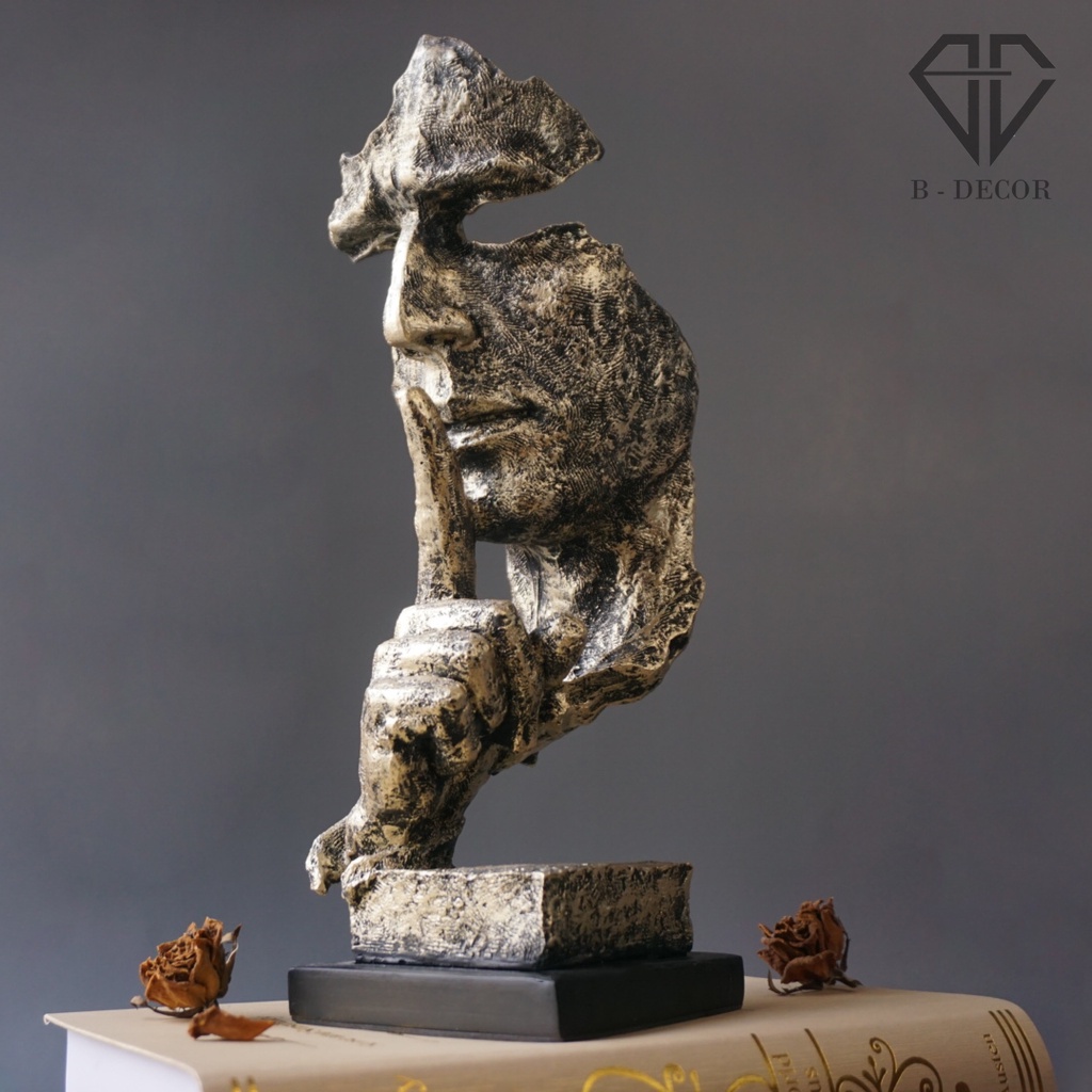 Tượng không nói- im lặng là vàng decor trang trí độc đáo, trừu tượng mang ý nghĩa sâu sắc