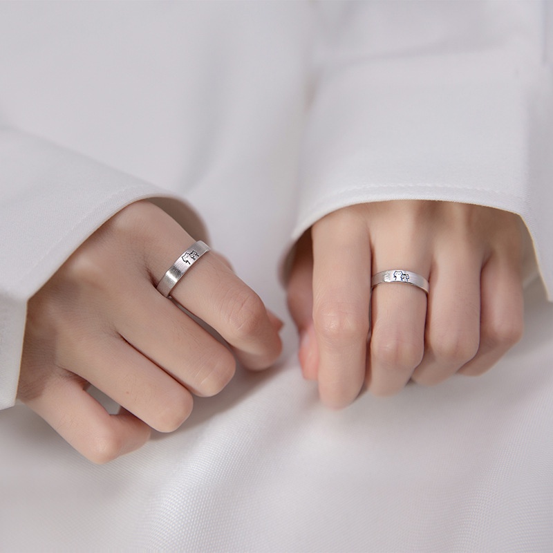 Nhẫn Hở Mạ Bạc 925 Hình Mèo Dễ Thương Có Thể Điều Chỉnh Kích Cỡ