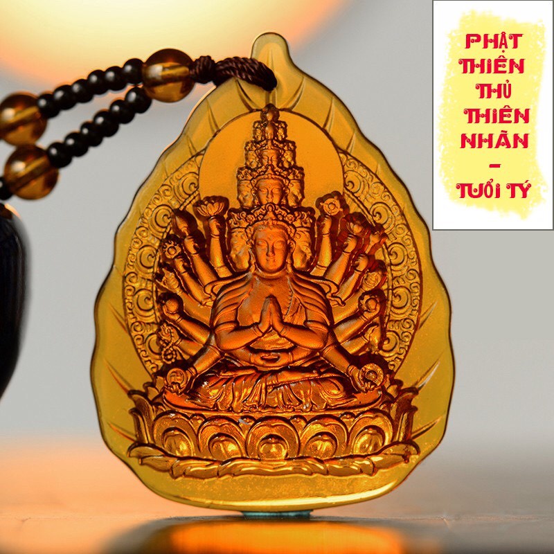 Mặt dây chuyền phật Quan Âm Thiên Thủ size nhỏ 3.7cm x 2.4cm - Bản mệnh người tuổi Tý-Tặng kèm theo dây