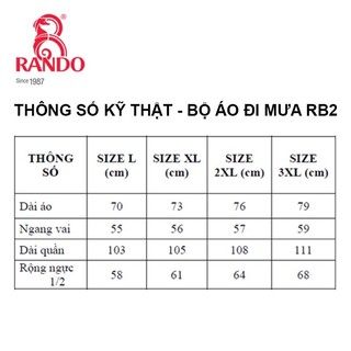 Áo Mưa Bộ RANDO RB2 Vải Dù Cao Cấp, RANDO Chính Hãng, Thời Trang Dành Cho Nam Nữ Đi Phượt, Bền Bỉ Không Thấm Nước