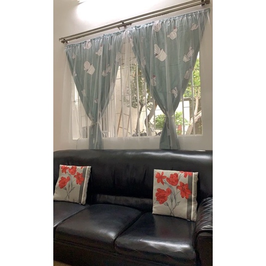 Ảnh Rèm cửa dán tường 2 lớp Levika họa tiết dễ thương, không khoan đục, chắc chắn 2