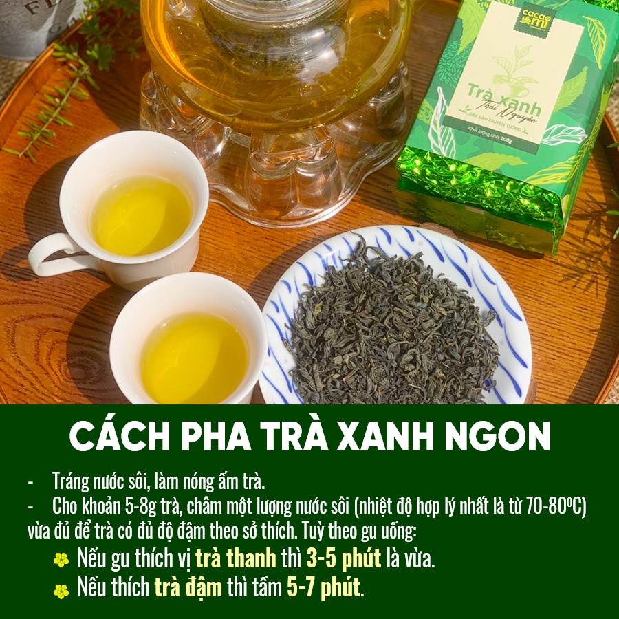 Ảnh Trà xanh Thái Nguyên CACAOMI chè Tân Cương đặc sản truyền thống Việt Nam làm quà biếu tặng 200g 2