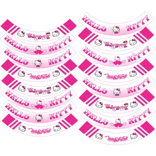 Tem dán full vành dán mọi loại xe màu hồng trắng, tem mâm trùm xe máy 16 miếng full 2 bánh trước sau. Decal trùm vành