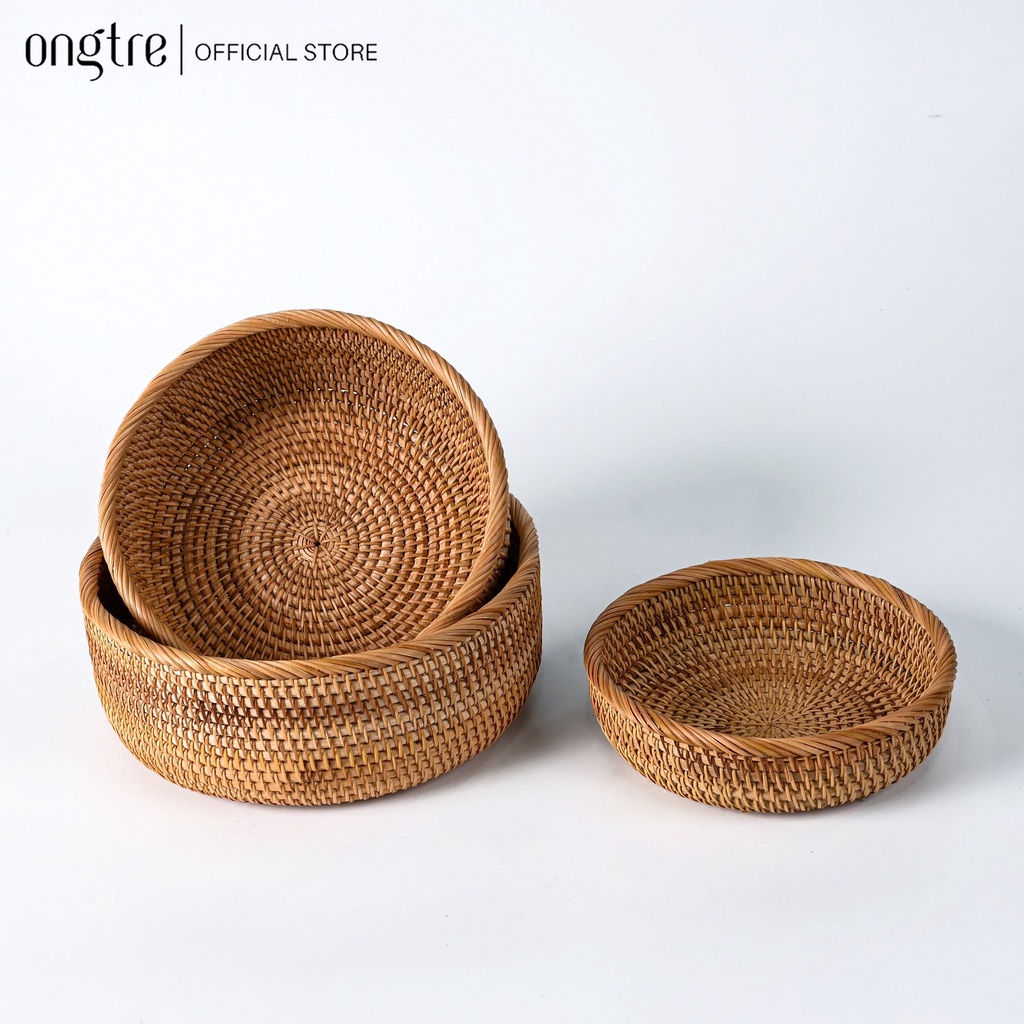 Khay Mây Guột Tròn ONGTRE, Khay Đựng Đồ Ăn, Trà Bánh, Hoa Quả, Khay Decor Nhà Cửa, Handmade, Nhà Hàng, Khách Sạn, Resort