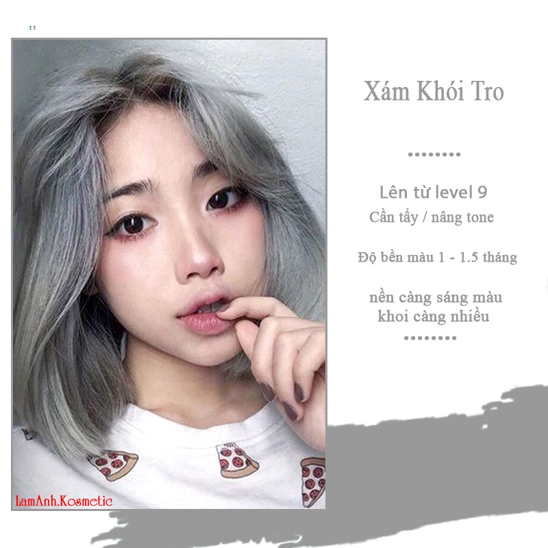 Thuốc nhuộm tóc màu Xám Khói 100ML màu nhuộm lên mầu chuẩn tone