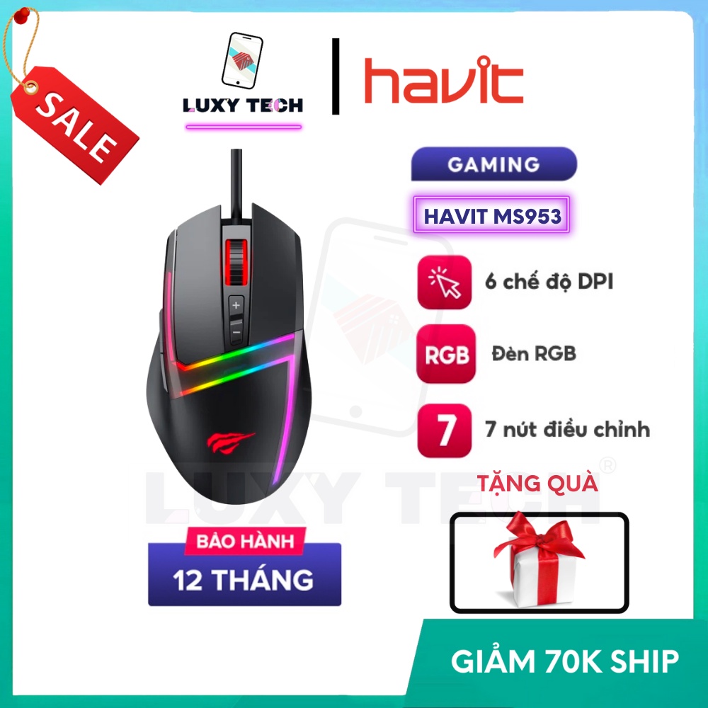 【Hỏa Tốc BD】Chuột Gaming Có Dây Havit MS953 LED RGB, 6 Chế Độ DPI, 7 ...