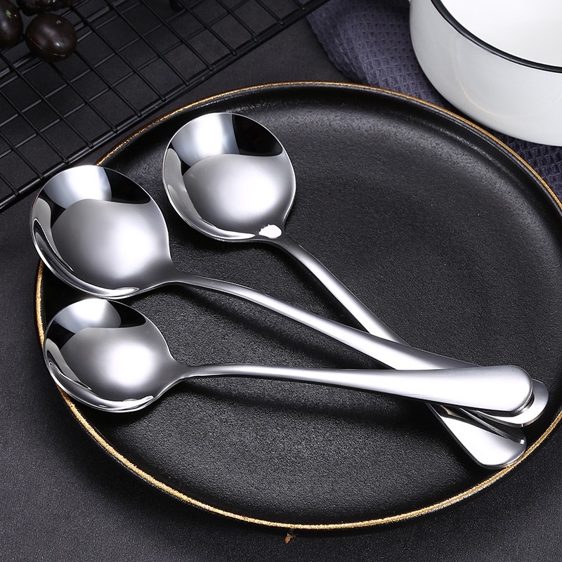 Muỗng ăn cơm ăn phở súp inox 410 đầu tròn 1 cái - M42