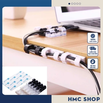 Nẹp cố định dây điện dán tường - bộ 20 cái kèm miếng dán, kẹp giữ dây điện, dùng để đi đường dây điện / cáp