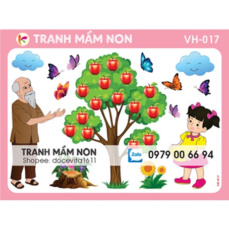 Decal mầm non- TRUYỆN CÂY TÁO VH-017 khổ lớn 127x80 | Shopee Việt Nam