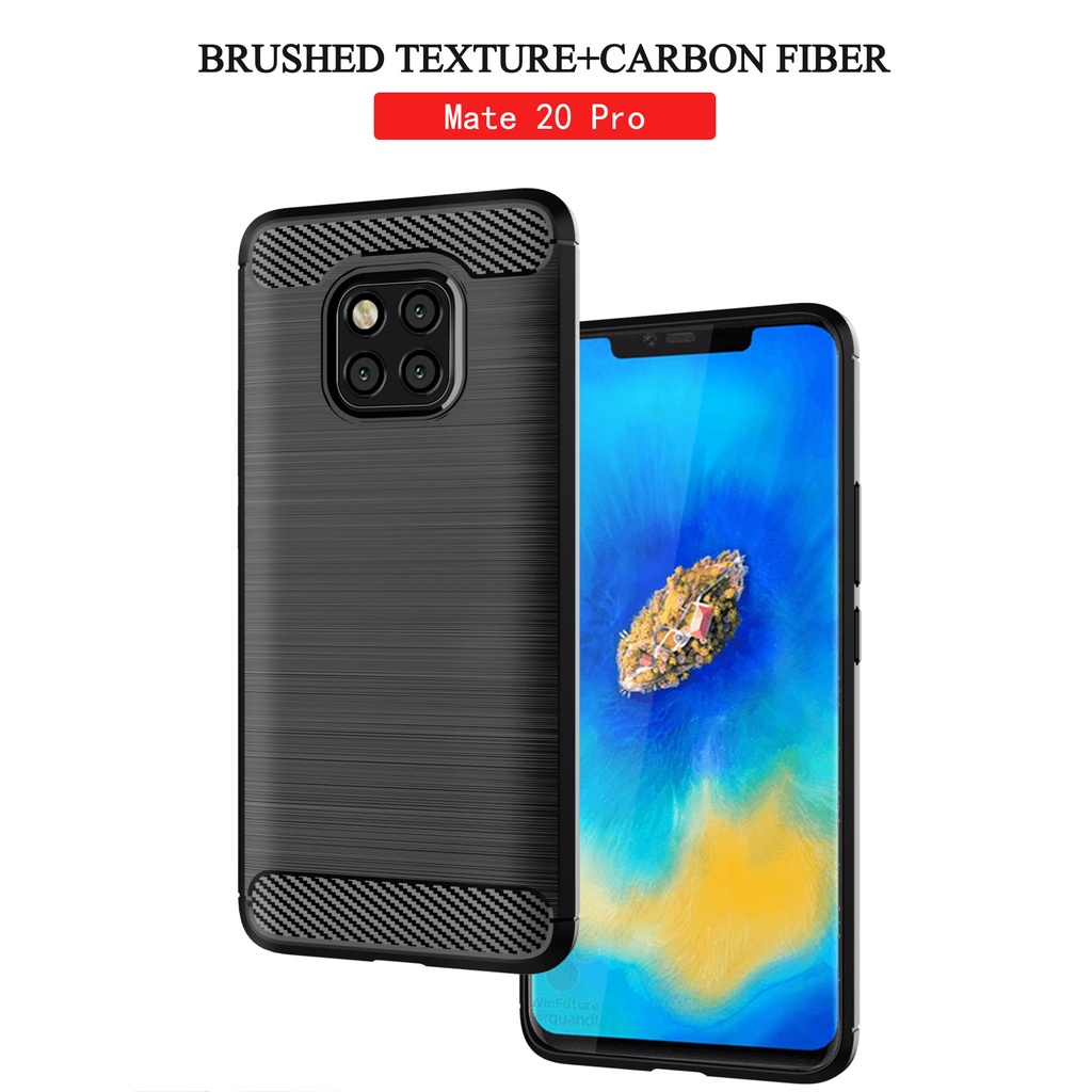 Sọc chải sợi Carbon Huawei Mate 20 lite Pro RS X mate 20X Vỏ điện thoại tpu silicon mềm Vỏ bảo vệ chống sốc