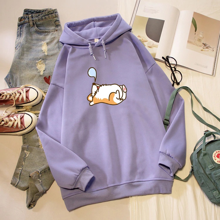 Áo Hoodie HappyFamily Họa Tiết Chú Corgi Siêu Đáng Yêu Chất Cotton 100 Cao Cấp