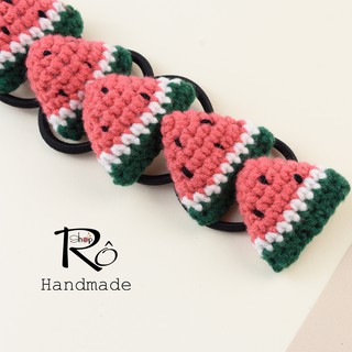 Dây buộc tóc dưa hấu len xinh xắn cho nữ và bé gái 4cm |Đồ cột tóc Handmade |Shop Rô Handmade